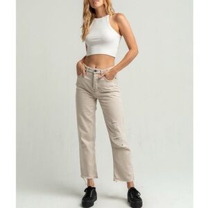Urban Outfitters BDG high-rise straight cream distressed jeans